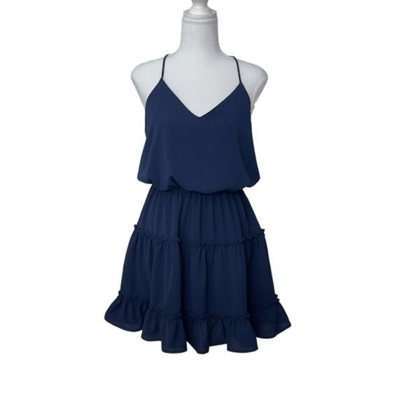 VICI Karty Ruffle Tiered Dress - Navy - Small NEW - Picture 4 of 8